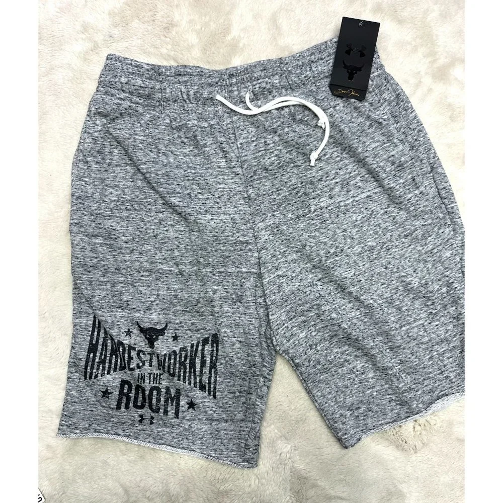 Under Armour Men's Large Project Rock Terry Shorts Jogger Sweat Shorts Gray - Picture 1 of 6